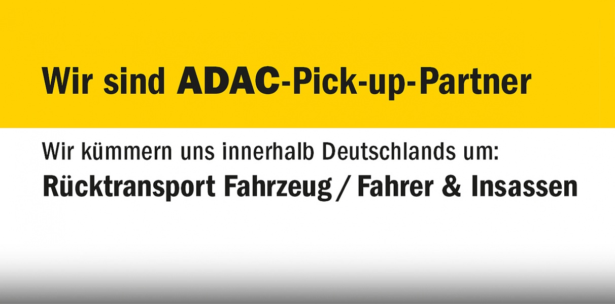 Banner mit Tätigkeitsaufzählung von ADAC-Pick-Up-Partner